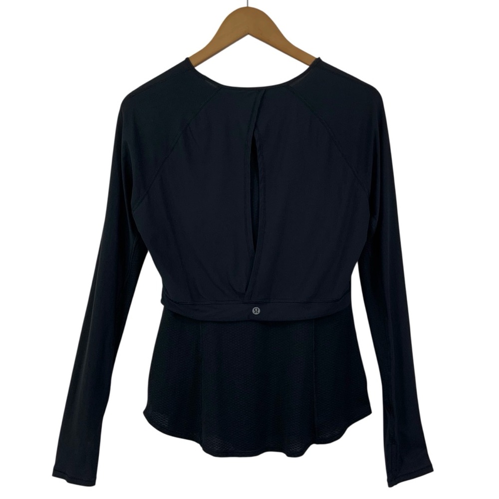 LULULEMON Black Long Sleeve Top Layered Keyhole Back Size 6 / 8